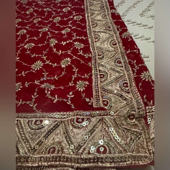 Beautiful Red Saree/Sari with Gold Border - Picture 5 of 7
